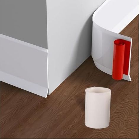 Plinthe PVC autocollante pour cuisine et salle de bain, bande flexible et adhésive, largeur 10 cm (blanche, 3 m) (1/5)
