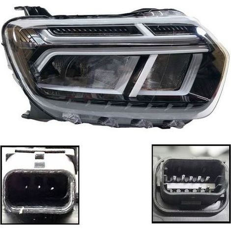 Faro derecho Dacia Duster 2021-2024, con motor, marco blanco 260106194R, LED (luz de cruce + posición + DRL + intermitente) (1/4)