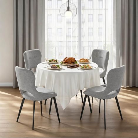 Esszimmerstühle 4er-Set aus grauem Chenille, Metallgestell, 43 x 40 x 86 cm HAVRYA (1/5)