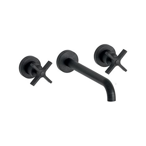 Lavabo Cross Road Small 3 Trous + Vidage Sans Meca Chrome Noir Brosse Robinetterie CROSS ROAD - CRISTINA ONDYNA CR24275