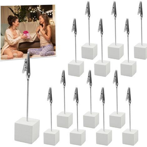 20 Pièces Porte Photo Pince, Porte Photo, Porte Photo Sur Pied, Support Photo Table, avec Pince Crocodile et Base en Bois pour la Décoration de Bureau Mariage Fête Maison(10.5 × 2.5 × 2.5 cm) (1/4)