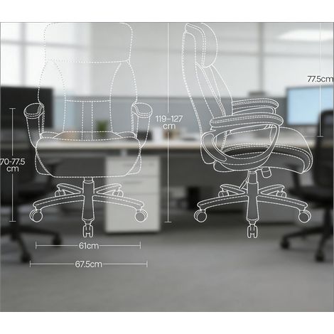 Chaise de bureau moderne chaise administrative conférence ergonomique hauteur réglable dossier inclinable 50x60x100cm