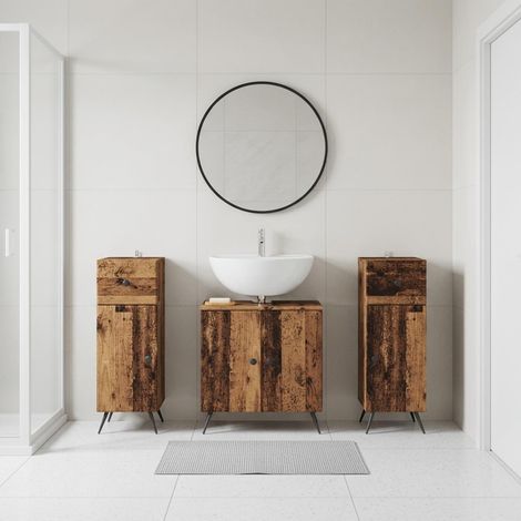 vidaXL 3 Piece Bathroom Cabinet Set BREDA Old Wood Engineered Wood (1/5)