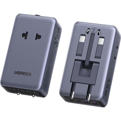 6 en 1 Adaptateur Prise Universelle Voyage PD 45W 2 Prises AC 4 USB Type A I G C E K, 2 USB C 2 USB A, Chargeur International Voyage pour France USA UK Canada Australie Thailande Japon Chine (1/5)