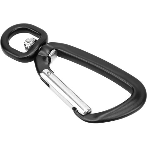 Mousqueton à œillet rotatif en alliage d'aluminium pour laisses, hamacs et porte-clés pour animaux de compagnie - Noir (1/5)
