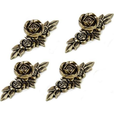 Poignées de meubles roses de style rétro européen - pour coiffeuses, tables de chevet, etc. - Lot de 4, 10,3 × 4,4 cm (1/5)