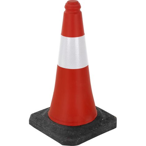 ECD Germany Cono Stradale Segnaletico per il Traffico da 51 cm Rosso e Bianco Cono con Strisce Bianche Riflettenti Pilone con Base Pesante di Avvertimento di Segnalazione Cono di Marcatura