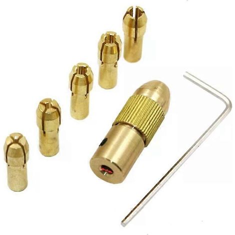 Jeu de 7 pinces de serrage pour perceuse électrique en laiton, 0,5 à 3 mm, micro-torsion, mandrin de 2,35 mm avec clé. (1/3)