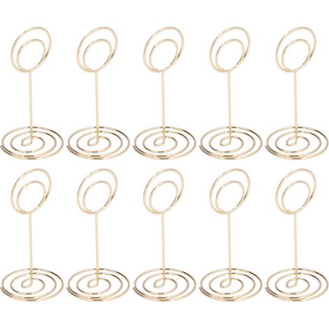 Beyamis Lot de 10 porte-numéros de table ronds, finition électroplaquée or, élégants et mignons, parfaits pour les mariages. (1/5)