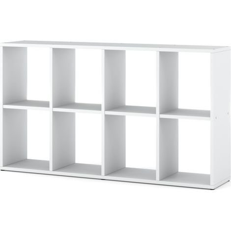ORGANIZADOR DE LIBRERÍA BLANCA CON 8 AMPLIOS ESTANTES DE MADERA PARA JUGUETES (1/5)