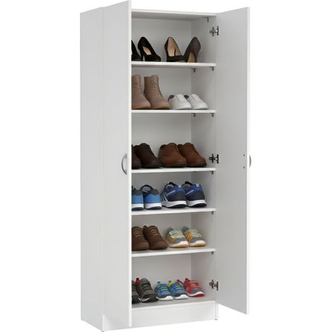 Scarpiera Erinni, Mobile Portascarpe 5 Ripiani, 18 Paia, 34.6x69.2x170.4h cm Bianco