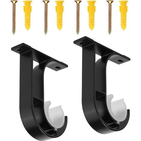 Lot de 2 supports de plafond pour tringle à rideaux en alliage d'aluminium avec vis et fixations (1/5)