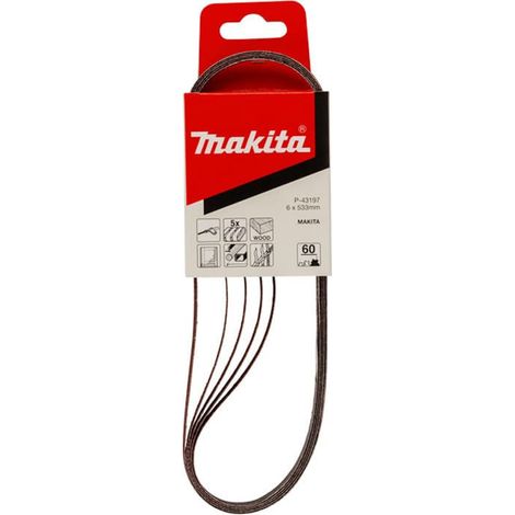 MAKITA 5 bandes abrasives bois et métal 6 mm pour ponceuse 9032 - x 5 - 60 - 533 x 6 mm