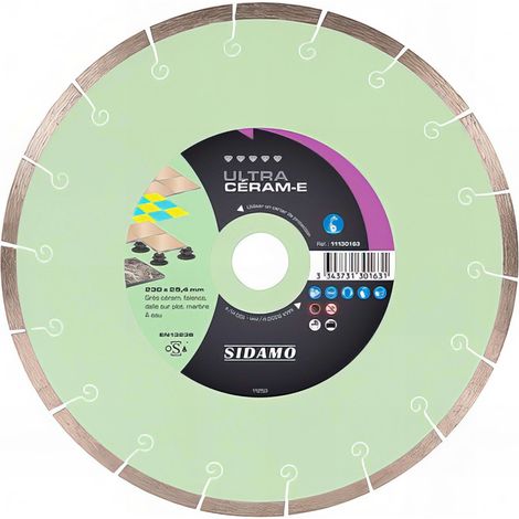 Sidamo – Disque diamant pour meuleuse 230mm – Coupe à eau pour grès céram, faïence, marbre – Segments jointifs pour usage intensif (1/2)