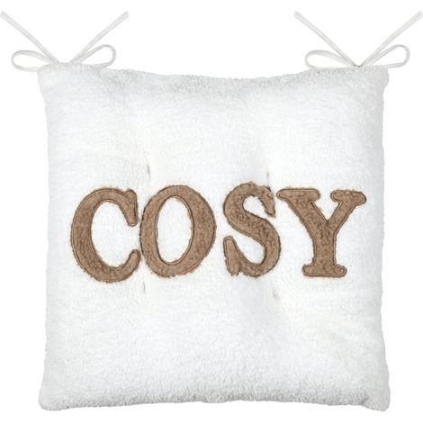 Galette de chaise ultra douce "Cosy" Ecru 38x38 cm