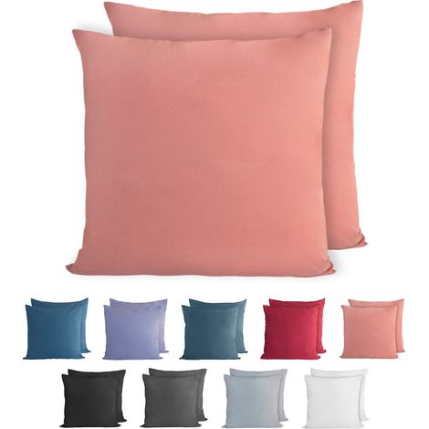 100% Coton Jersey Taie d'oreiller - Lot de 2-40x40 cm, Oreiller 150 g/m², Housse de Coussin, Poudre (1/5)