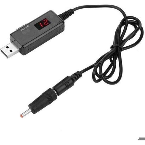 Convertisseur élévateur USB vers 9V/12V pour routeur, câble boost avec affichage, noir (1/3)