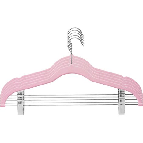 Lot de 5 ou 10 cintres à pinces mobiles en velours ultra-fin et antidérapant pour jupes et pantalons, idéal pour la maison et les voyages. (1/5)