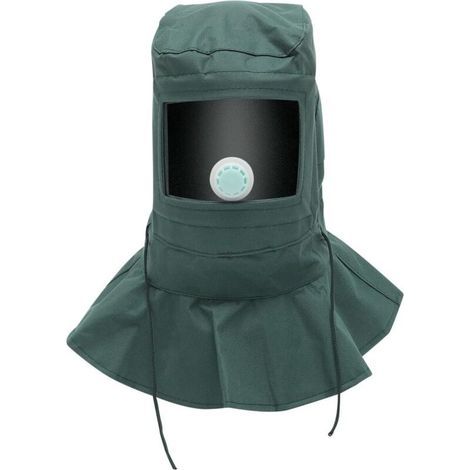 Sandblasting Hood, Dustproof Sanding Mask, Paint Protection Hat for Sandblaster with Transparent Visor and Valve, Green (1/5)