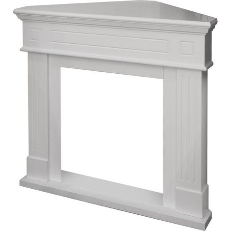 Cornice per camino ad angolo rivestimento in legno L110xP63xH102 Ford Bianco