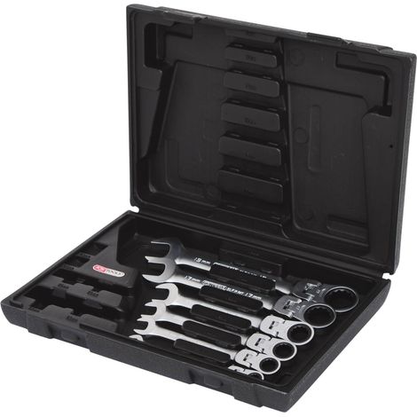 Jeu de clés mixtes à cliquet à tête inclinable à verrouillage GEARplus, 6 pcs (1/4)