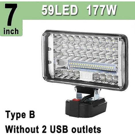 Lampe de travail LED Makita 18 V Lithium 3/5/8 pouces, 2800 lm/7200 lm/11800 lm, avec port USB pour recharger votre téléphone (Type B 7 pouces). (1/5)