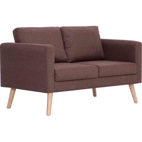 Canapé Sofa à 2 places Tissu Marron (1/5)