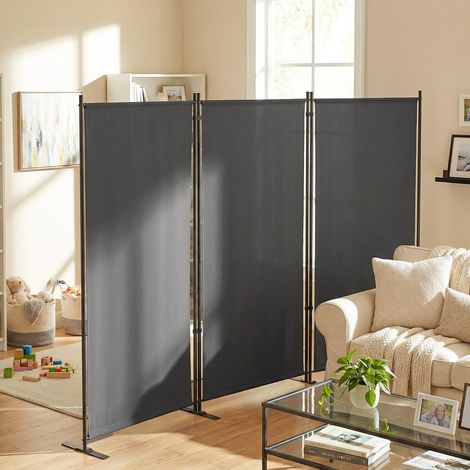 Gris 260x180 cm - Écran pliant à 3 panneaux Séparateur de pièce doté de support métallique UPF 30+ foncé