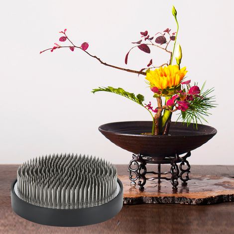Blumenbürste im Kenzan-Stil für den Bürogebrauch, Modell „Kenzan Maru 1“, verstärkt mit dicht angeordneten Kupfernadeln, Spezialwerkzeug für Ikebana, Accessoire für die Teezeremonie, Kupfer-Kenzan mit