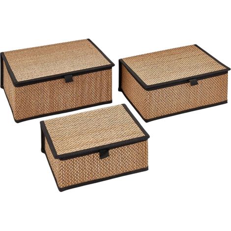 Lot de 3 Boîtes en Bambou "Stemy" 32cm Noir (1/3)