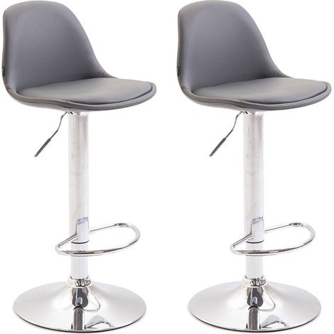 Set di 2 sgabelli da bar moderni e comodi con seduta in PVC grigio, scocca in plastica e gambe in metallo cromato 100004244