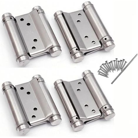 paia di cerniere per porte a battente con chiusura automatica regolabili in acciaio inossidabile a doppia azione per bancone di bar e saloon Cancello libero 76 mm 3 pollici