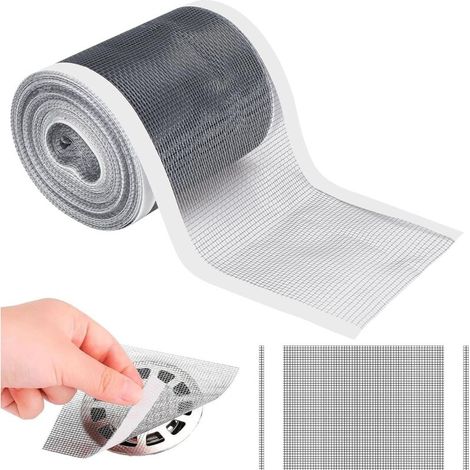 70mm x 10m Self-Adhesive Mesh Shower Hair Catcher, Hair Filter, Anti-Clog Shower Hair Filter, Disposable Sink Filter Mesh, with Plastic Spatula, for Balcony, Kitchen, Bathroom