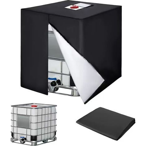 Bâche Cuve 1000L – 420D, Anti-UV – avec Fermeture Éclair – 120x100x116 cm – Noir (1/5)