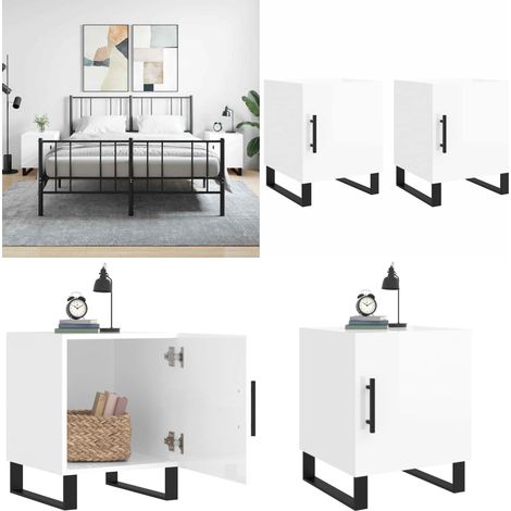 Nachttische 2 Stk. Hochglanz-Weiß 40x40x50 cm Holzwerkstoff - Nachttisch - Holznachtschränke - Wohnzimmermöbel - Schlafzimmerschränke - Sideboard - Home & Living