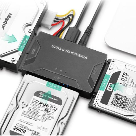 Kit adaptateur de disque dur externe convertisseur USB 3.0 vers IDE et SATA pour disques durs universels 2,5/3,5 pouces (1/3)
