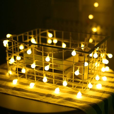 Guirlande lumineuse à LED décorative avec boîte de batterie IP42, modèle flexible LED 40 multicolore, boule en plastique décorative avec mode clignotant pour fêtes et camping (1/4)