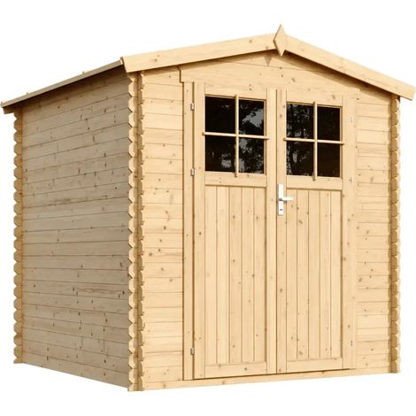 TIMBELA M343F+M343G Casetta da Giardino in Legno per Esterni CON PAVIMENTO TRATTATO con serratura di alta qualità - L216xL206xA218 cm/ 3.53 m2 (1/4)