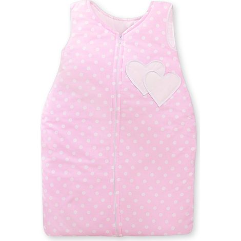 Saco de dormir de algodón para niños, talla M, de 6 a 12 meses, TOG 2.5, aislante, para todo el año, con estampado de corazones y lunares rosas. (1/4)