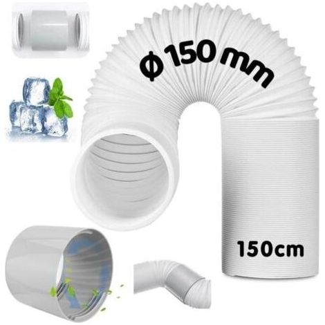 Tuyau d'Échappement de Climatiseur Portable, avec adaptateur, Mobile Tuyau Kit Diamètre de 150 mm, longueur 150 cm, Pour Climatisation, Déshumidificateur,Sèche Linge (1/4)