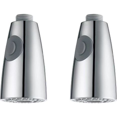 2 pack Douchette Robinet Cuisine 2 Jets Tête de Robinet de Rechange Douchette pour Robinet Remplacement Douchette pour Mitigeur Cuisine, Chromé, G1/2 (1/5)