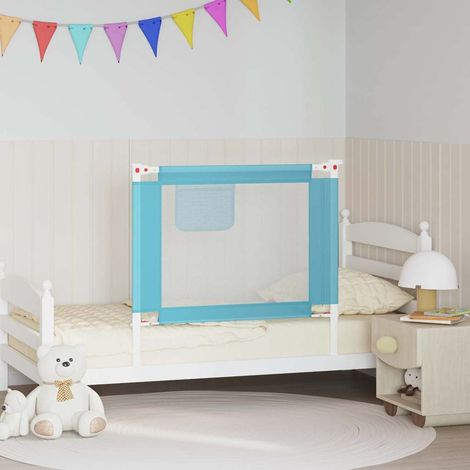 Barrière de lit enfant bleue réglable en tissu et métal 90 x 25 cm - PANGIVO (1/5)