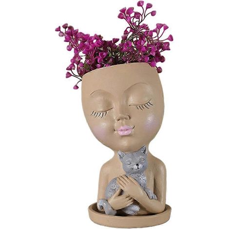Hier ist ein Titelvorschlag auf Französisch, der Ihren Kriterien entspricht (maximal 190 Zeichen): Nordische Mädchenvase mit Katze, Dekorativer Blumentopf, Kunstharzfigur, Niedliche Heimdekoration (Ze