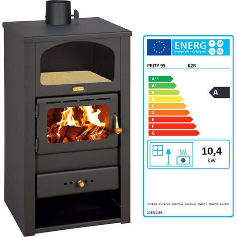Stufa a legna Prity K2 da 10,4 kW colore nero in acciaio (1/4)