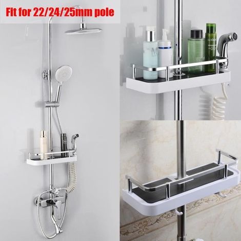 NEUFU Etagère Murale Salle de bain Douche Réglable Convient A Poteaux 22/24/25mm 32X12.5CM (1/4)