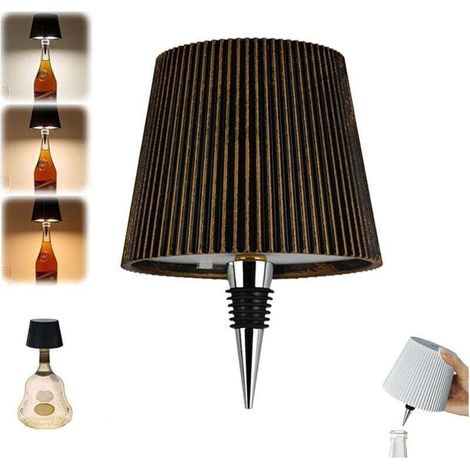 Lampe Bouteille Sans Fil Rechargeable 2000mAh, Lampe de Table Tactile LED Moderne Pour Bar Restaurant, Accessoires et Décorations (Bronze) (1/4)