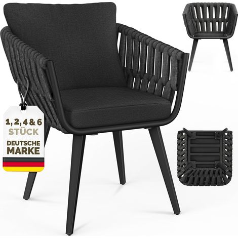 tillvex® Gartenstuhl 1 Stück Wetterfest mit Armlehne Outdoor Stühle bis 160kg belastbar Gartenstühle UV-beständig Terrassenstuhl Sessel Gartenmöbel Terrasse Balkon Garten