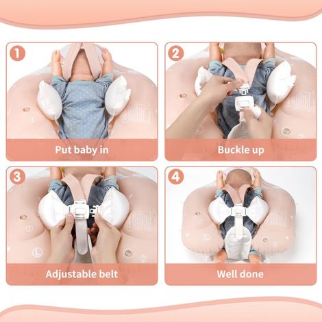 Tapis de bain gonflable pour bébé, motif poney, avec anneau et sangle pare-soleil amovible pour nourrissons (1/5)