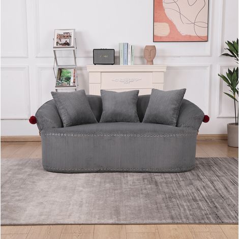 Sofá de 2 plazas 163x93x68 cm en pana gris oscuro con 3 cojines - CHICFURN (1/5)