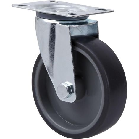 rueda giratora placa 124.1-160-1 poliamix-goma gris eje liso